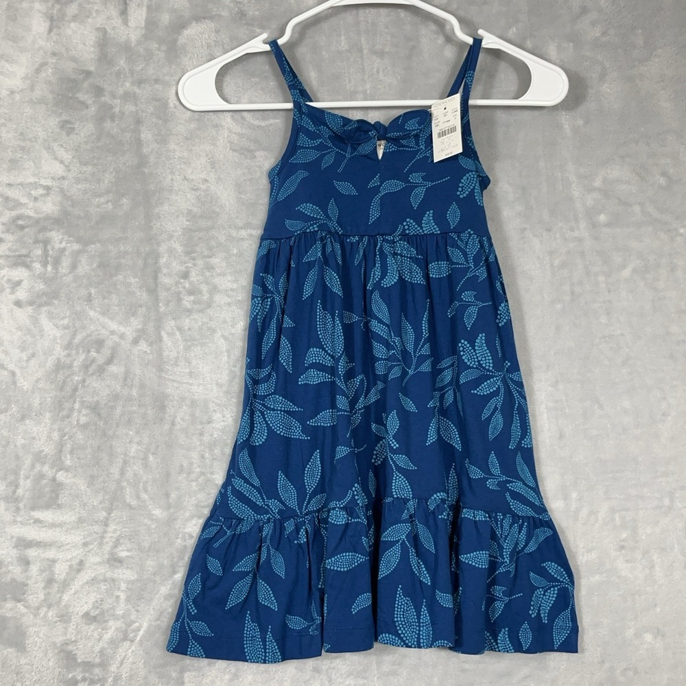 New J Crew Crewcuts Girls Blue Floral Cotton‎ Sundress Bow Smocked Sz 4
